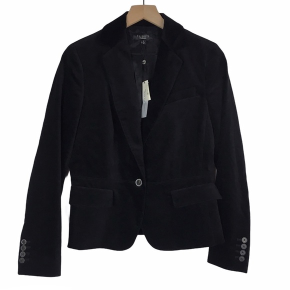 TALBOTS Jacket Blazer Velvet Kate Fit Black Velour Romantically Curvy Size 8 NWT - Picture 11 of 11